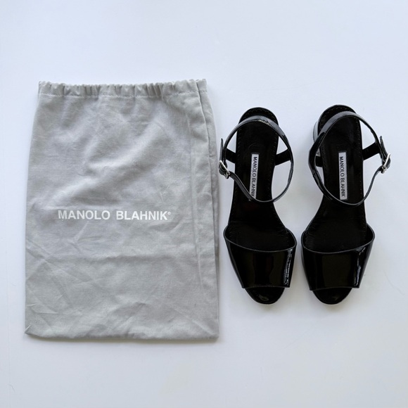 Manolo Blahnik Affian Sandal in Black Patent Leather 39 / 8 - Picture 11 of 16